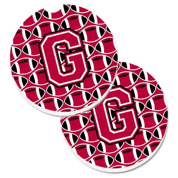 Carolines Treasures Letter G Football Crimson and White Cup Holder Car Coaster, PK2 CJ1079-GCARC - main